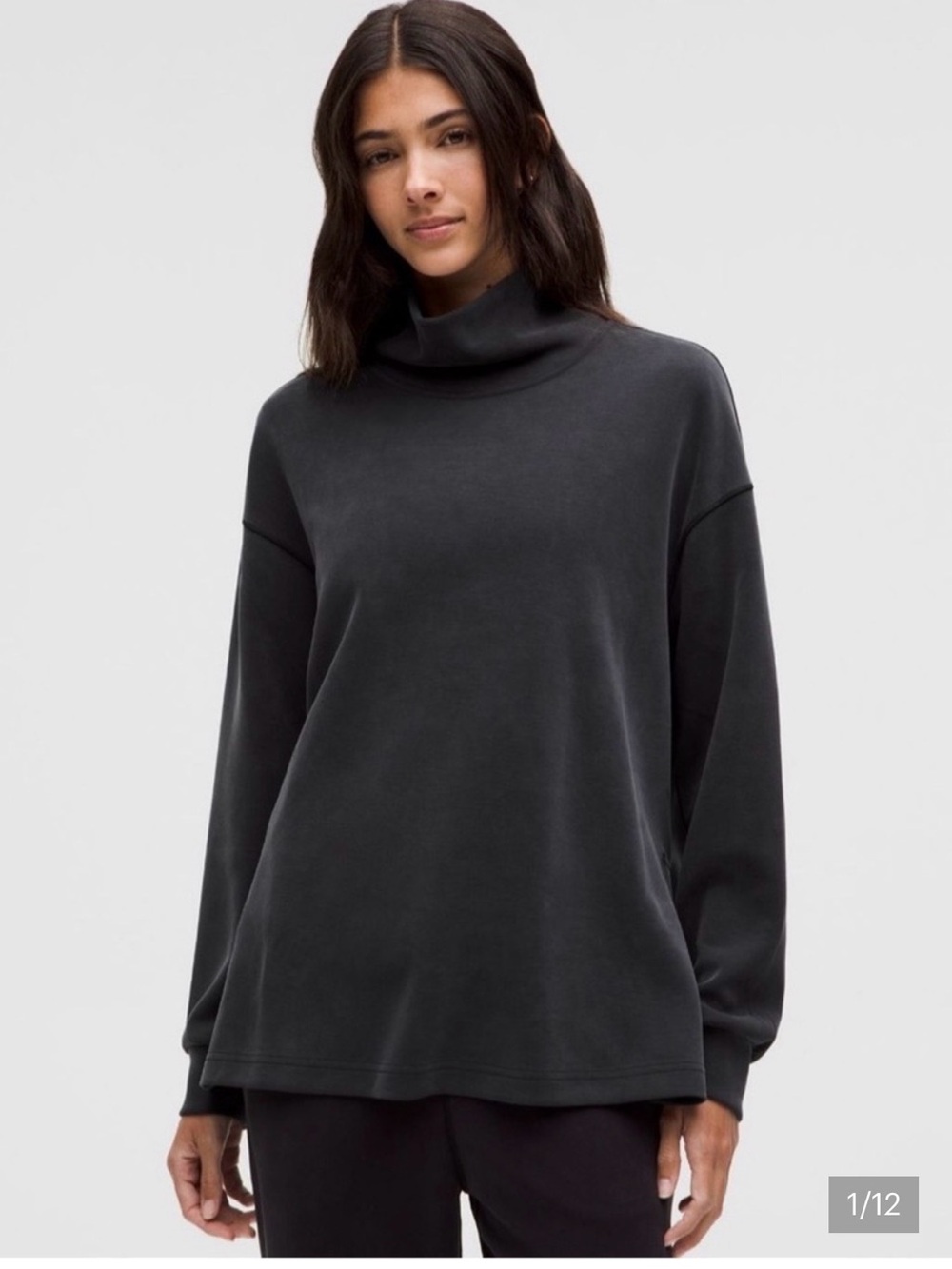 Lululemon Women's Softstreme Black Funnel Neck Sweatshirt size Medium
